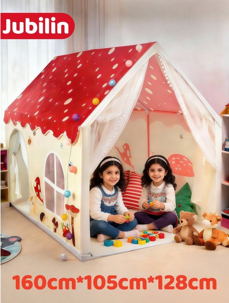 Jubilin Kids Play Tent House, Extra Large Playhouse Tent Indoor & Outdoor, Play House Kids Tent Castle, Princess Castle Tent for Boys & Girls, Play Cottage Toys Gift (Mushroom) - Image 1